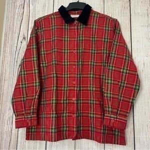 Vintage Basic Editions Womens Christmas Holiday Woven Shirt size Large